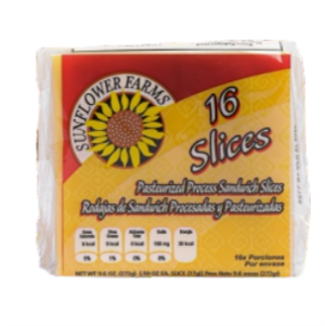 QUESO AMARILLO REBANADO SUNFLOWER 16 CT