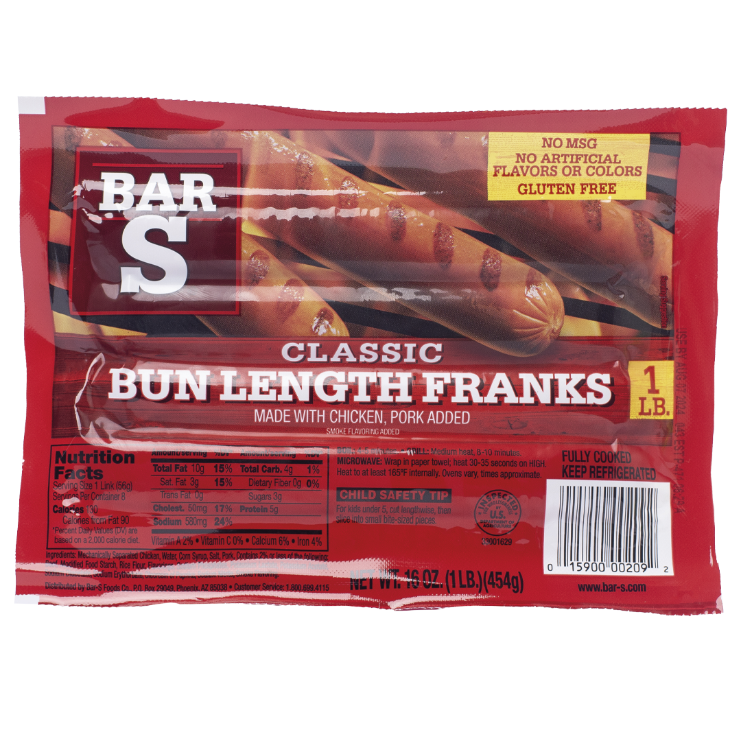 Salchicha "Classic Bun Length Franks" 1 lbs BAR-S