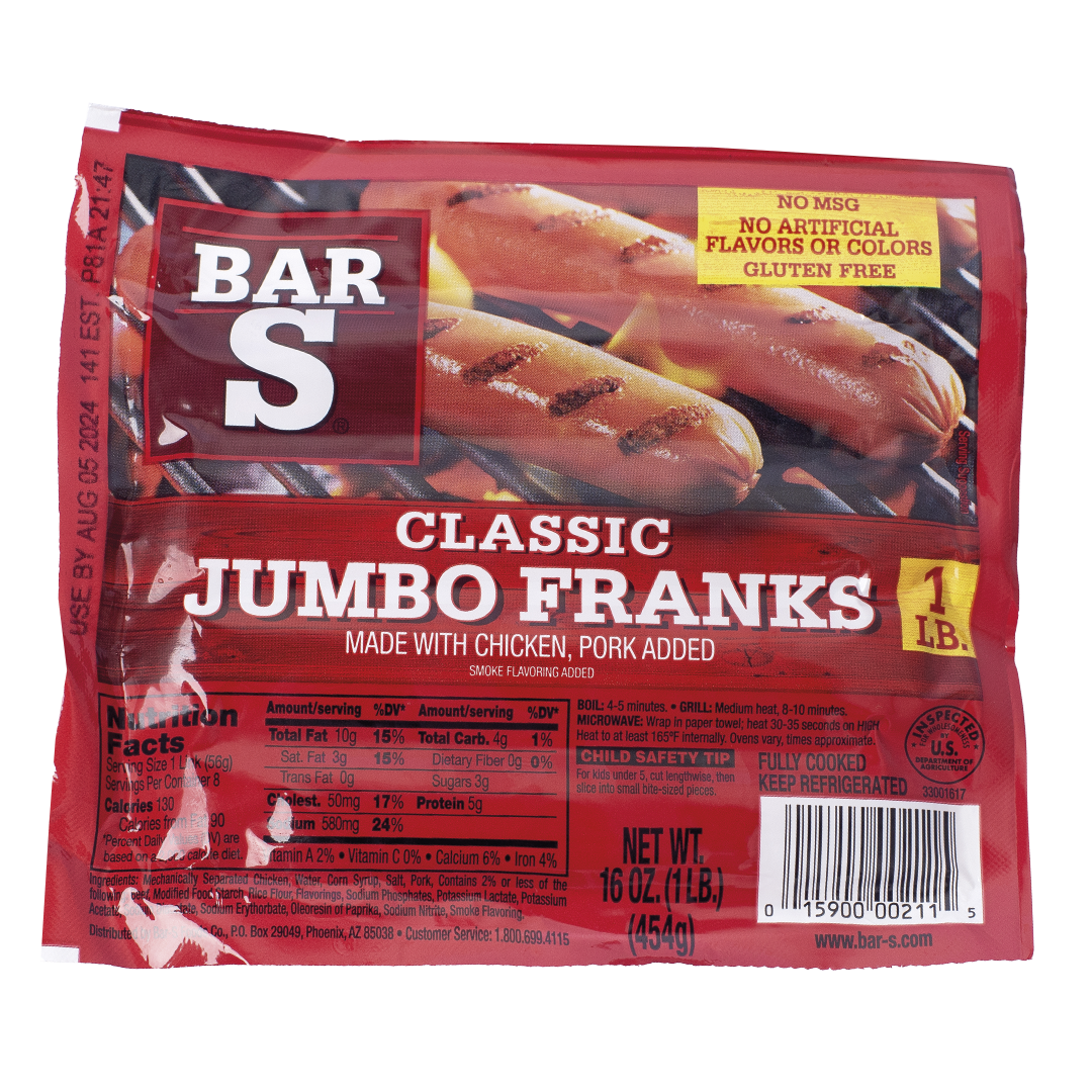 SALCHICHA JUMBO DE PAVO BARS  1 LB