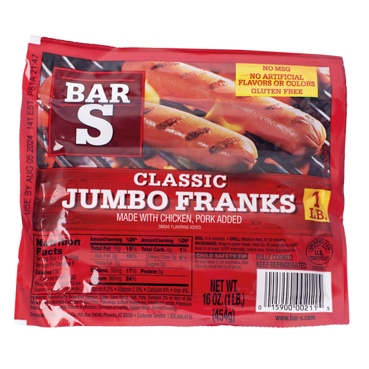 SALCHICHA JUMBO DE PAVO BARS  1 LB